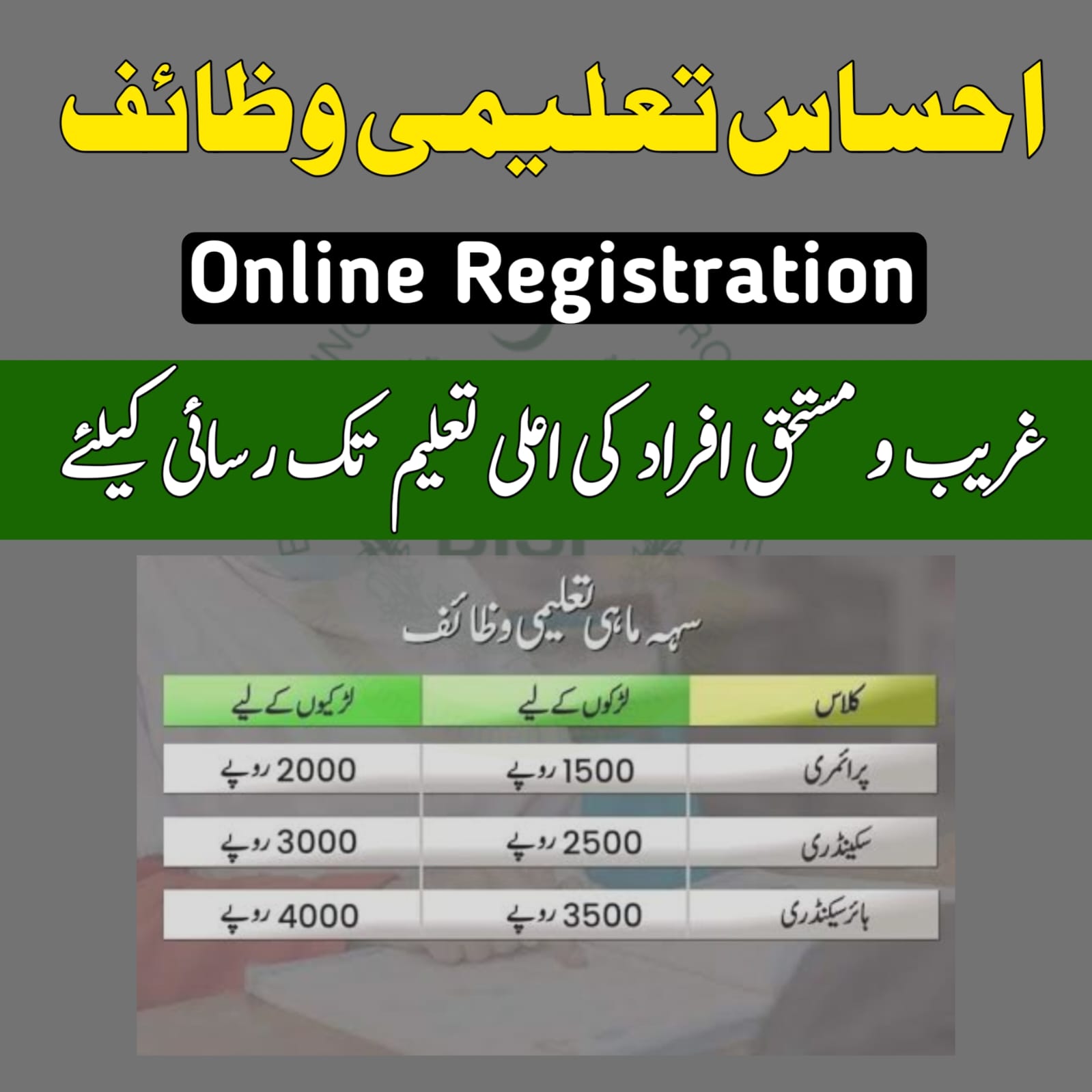 Ehsaas Taleemi Wazaif Registration 2023 Online